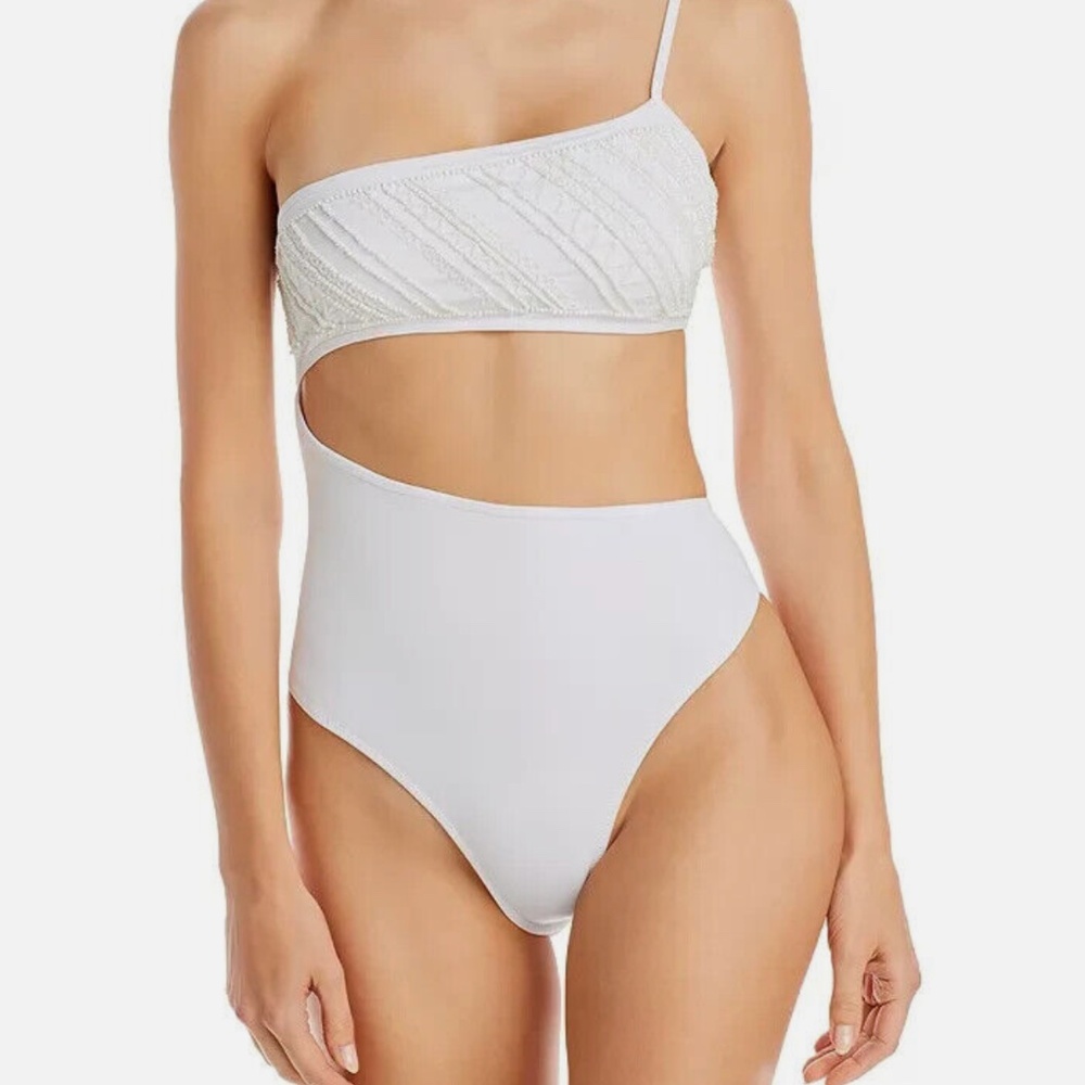 Ramy Brook White Jamie Asymmetric One Piece Swimsuit— PERFECT FOR BRIDES!!!